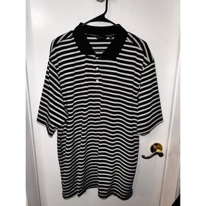 Walter Hagen Mens XXL Black White Stripe Golf Polo Shirt Essentials Short Sleeve